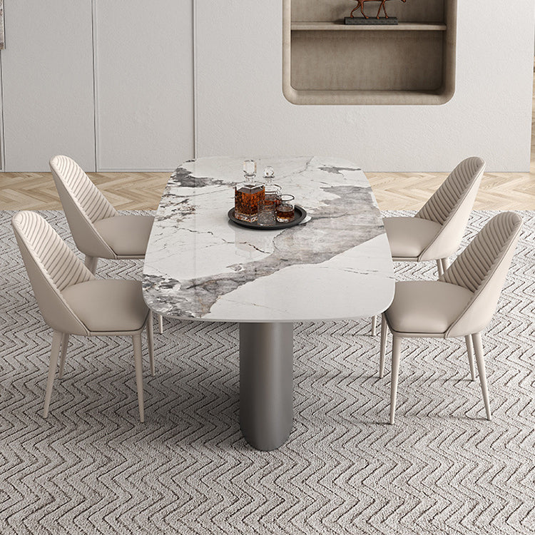 Modern Sintered Stone Top Dining Set Rectangle 1/4/5/6 Pieces Dining Table with Chairs 5 Pieces: Table, 4 Chairs Clearhalo 'Dining Room Sets' 'Dining Tables & Seating' 'dining_room_set' 'furn' 'furn_dining_room_set' 'Furniture' 'furniture_dining_room_set' 'Kitchen & Dining Furniture' 4791345