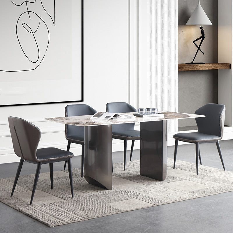 Modern Sintered Stone Top Dining Set Rectangle 1/4/5/7 Pieces Dining Table with Chairs Clearhalo 'Dining Room Sets' 'Dining Tables & Seating' 'dining_room_set' 'furn' 'furn_dining_room_set' 'Furniture' 'furniture_dining_room_set' 'Kitchen & Dining Furniture' 4791360
