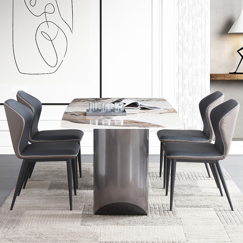 Modern Sintered Stone Top Dining Set Rectangle 1/4/5/7 Pieces Dining Table with Chairs Clearhalo 'Dining Room Sets' 'Dining Tables & Seating' 'dining_room_set' 'furn' 'furn_dining_room_set' 'Furniture' 'furniture_dining_room_set' 'Kitchen & Dining Furniture' 4791361
