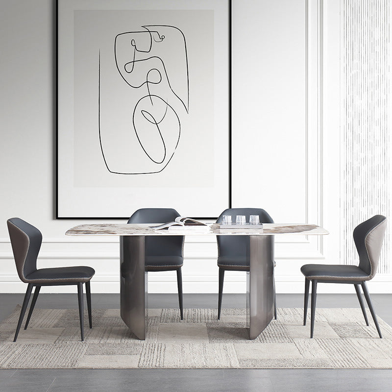 Modern Sintered Stone Top Dining Set Rectangle 1/4/5/7 Pieces Dining Table with Chairs Clearhalo 'Dining Room Sets' 'Dining Tables & Seating' 'dining_room_set' 'furn' 'furn_dining_room_set' 'Furniture' 'furniture_dining_room_set' 'Kitchen & Dining Furniture' 4791362