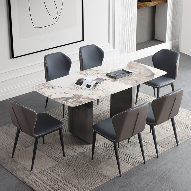 Modern Sintered Stone Top Dining Set Rectangle 1/4/5/7 Pieces Dining Table with Chairs Clearhalo 'Dining Room Sets' 'Dining Tables & Seating' 'dining_room_set' 'furn' 'furn_dining_room_set' 'Furniture' 'furniture_dining_room_set' 'Kitchen & Dining Furniture' 4791368