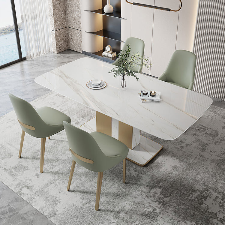 Designer Style Sintered Stone Top Dining Set Rectangle 1/2/5/6 Pieces Table with Chairs 5 Pieces: Table, 4 Chairs Clearhalo 'Dining Room Sets' 'Dining Tables & Seating' 'dining_room_set' 'furn' 'furn_dining_room_set' 'Furniture' 'furniture_dining_room_set' 'Kitchen & Dining Furniture' 4791379