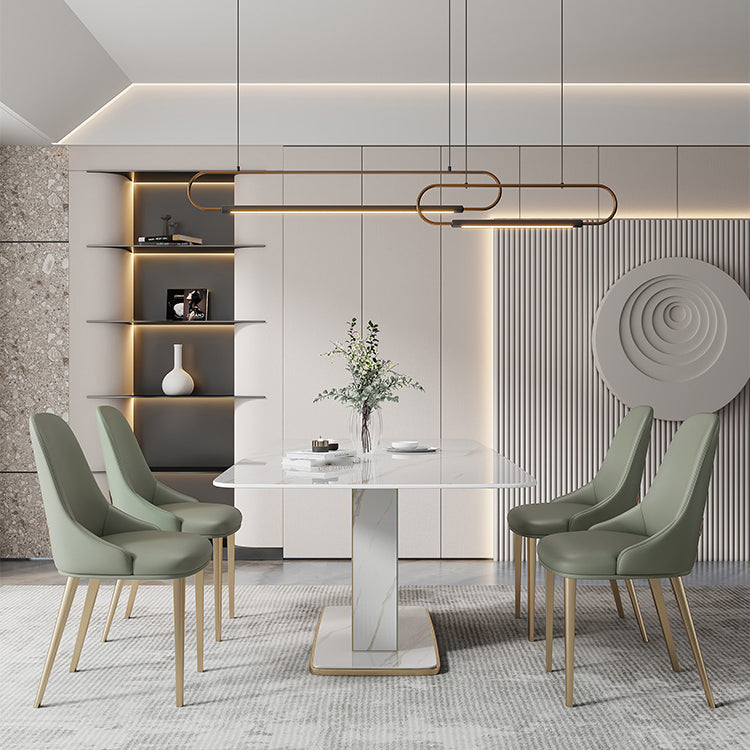 Designer Style Sintered Stone Top Dining Set Rectangle 1/2/5/6 Pieces Table with Chairs Clearhalo 'Dining Room Sets' 'Dining Tables & Seating' 'dining_room_set' 'furn' 'furn_dining_room_set' 'Furniture' 'furniture_dining_room_set' 'Kitchen & Dining Furniture' 4791380