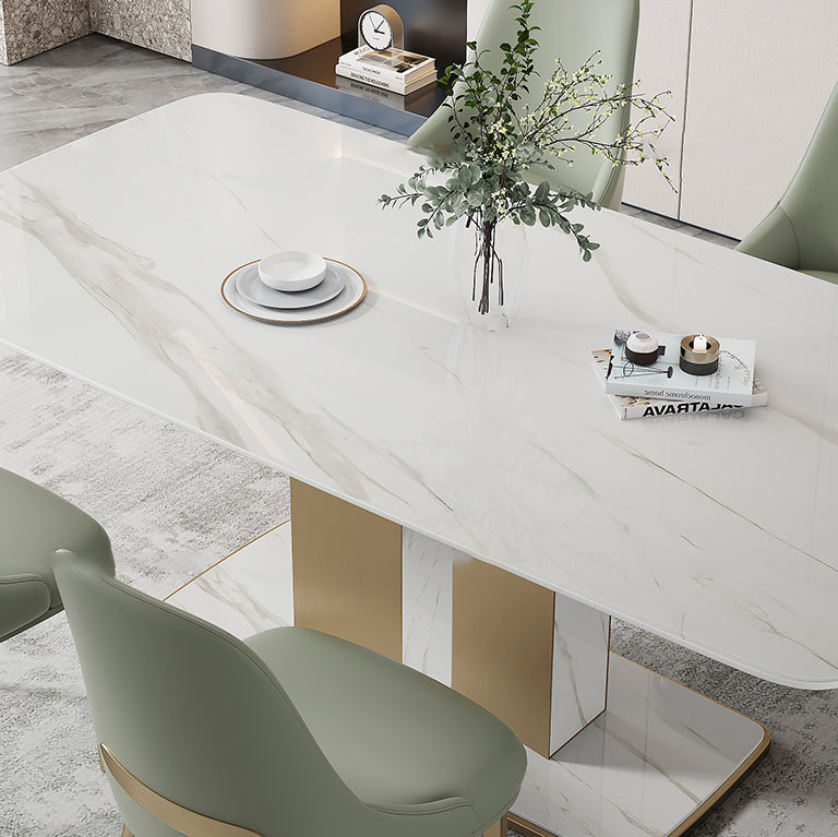 Designer Style Sintered Stone Top Dining Set Rectangle 1/2/5/6 Pieces Table with Chairs Clearhalo 'Dining Room Sets' 'Dining Tables & Seating' 'dining_room_set' 'furn' 'furn_dining_room_set' 'Furniture' 'furniture_dining_room_set' 'Kitchen & Dining Furniture' 4791381