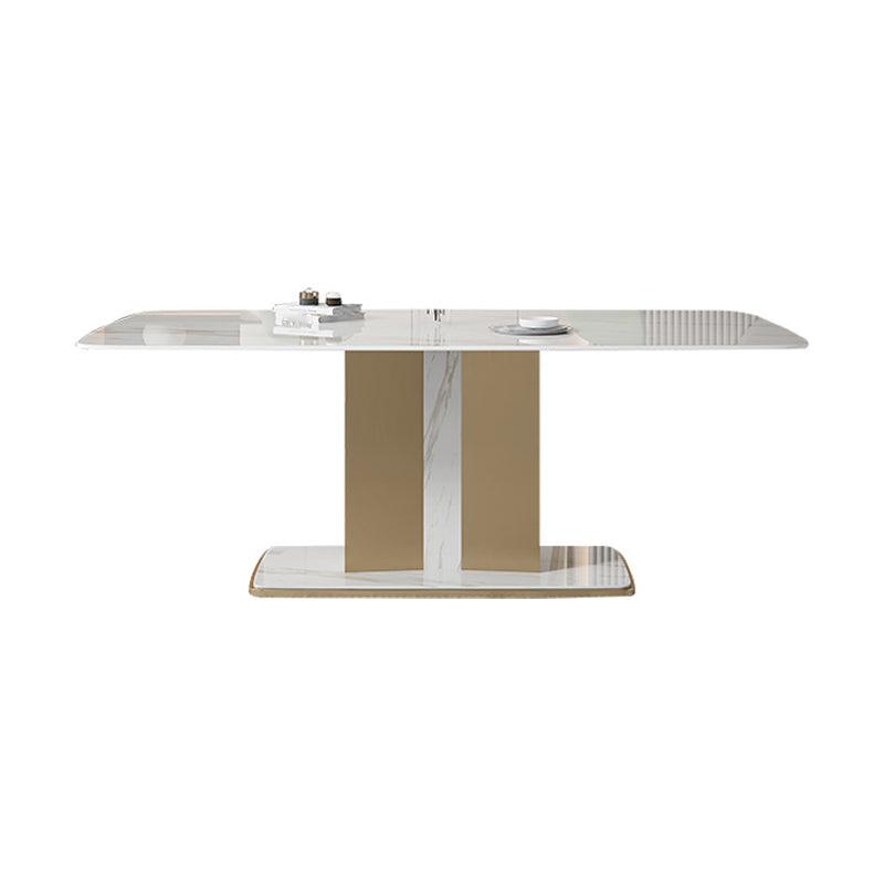 Designer Style Sintered Stone Top Dining Set Rectangle 1/2/5/6 Pieces Table with Chairs White 70.9"L x 35.4"W Clearhalo 'Dining Room Sets' 'Dining Tables & Seating' 'dining_room_set' 'furn' 'furn_dining_room_set' 'Furniture' 'furniture_dining_room_set' 'Kitchen & Dining Furniture' 4791382