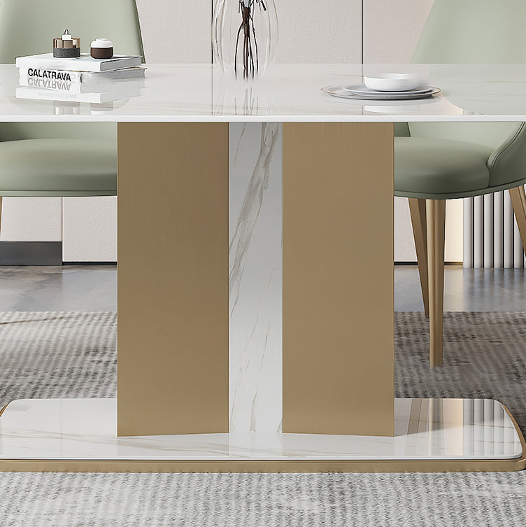 Designer Style Sintered Stone Top Dining Set Rectangle 1/2/5/6 Pieces Table with Chairs Clearhalo 'Dining Room Sets' 'Dining Tables & Seating' 'dining_room_set' 'furn' 'furn_dining_room_set' 'Furniture' 'furniture_dining_room_set' 'Kitchen & Dining Furniture' 4791384