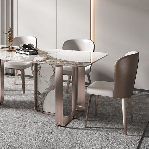 Luxury Rectangle Sintered Stone Dining Set 1/4/5/7 Pieces Dining Table with Chairs Clearhalo 'Dining Room Sets' 'Dining Tables & Seating' 'dining_room_set' 'furn' 'furn_dining_room_set' 'Furniture' 'furniture_dining_room_set' 'Kitchen & Dining Furniture' 4791399