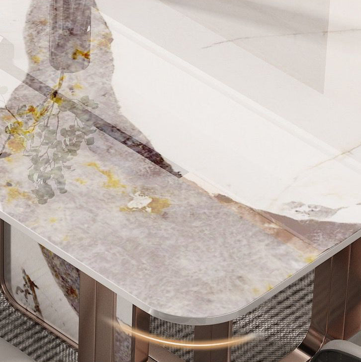 Luxury Rectangle Sintered Stone Dining Set 1/4/5/7 Pieces Dining Table with Chairs Clearhalo 'Dining Room Sets' 'Dining Tables & Seating' 'dining_room_set' 'furn' 'furn_dining_room_set' 'Furniture' 'furniture_dining_room_set' 'Kitchen & Dining Furniture' 4791403