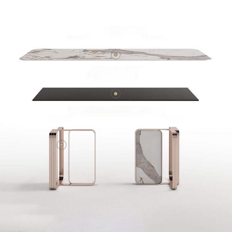 Luxury Rectangle Sintered Stone Dining Set 1/4/5/7 Pieces Dining Table with Chairs Clearhalo 'Dining Room Sets' 'Dining Tables & Seating' 'dining_room_set' 'furn' 'furn_dining_room_set' 'Furniture' 'furniture_dining_room_set' 'Kitchen & Dining Furniture' 4791405