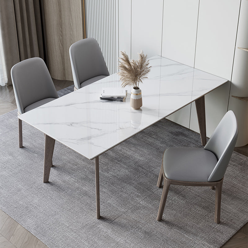 Modern Rectangle Sintered Stone Top Dining Set 1/4/5/7 Pieces Dining Table with Chairs 4 Pieces: Table, 3 Chairs Clearhalo 'Dining Room Sets' 'Dining Tables & Seating' 'dining_room_set' 'furn' 'furn_dining_room_set' 'Furniture' 'furniture_dining_room_set' 'Kitchen & Dining Furniture' 4791411