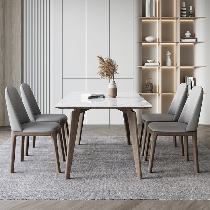 Modern Rectangle Sintered Stone Top Dining Set 1/4/5/7 Pieces Dining Table with Chairs 5 Pieces: Table, 4 Chairs Clearhalo 'Dining Room Sets' 'Dining Tables & Seating' 'dining_room_set' 'furn' 'furn_dining_room_set' 'Furniture' 'furniture_dining_room_set' 'Kitchen & Dining Furniture' 4791414