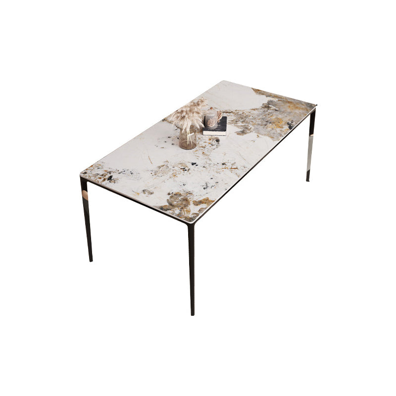 Designer Style Rectangle Sintered Stone Dining Set 1/2/5/7 Pieces Dining Table with Chairs White 79"L x 31"W Clearhalo 'Dining Room Sets' 'Dining Tables & Seating' 'dining_room_set' 'furn' 'furn_dining_room_set' 'Furniture' 'furniture_dining_room_set' 'Kitchen & Dining Furniture' 4791432