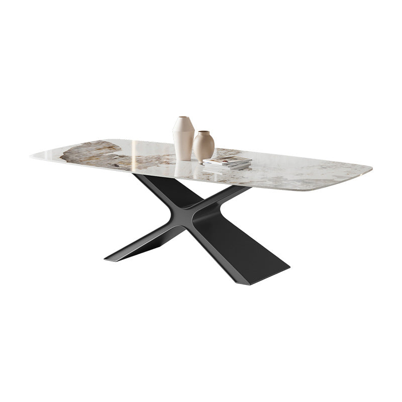 Modern Rectangle Sintered Stone Dining Set 1/2/4/5/6/7 Pieces Dining Table with Chairs White 70.9"L x 35.4"W Clearhalo 'Dining Room Sets' 'Dining Tables & Seating' 'dining_room_set' 'furn' 'furn_dining_room_set' 'Furniture' 'furniture_dining_room_set' 'Kitchen & Dining Furniture' 4791447