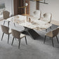 Modern Rectangle Sintered Stone Dining Set 1/2/4/5/6/7 Pieces Dining Table with Chairs 7 Pieces: Table, 6 Chairs Clearhalo 'Dining Room Sets' 'Dining Tables & Seating' 'dining_room_set' 'furn' 'furn_dining_room_set' 'Furniture' 'furniture_dining_room_set' 'Kitchen & Dining Furniture' 4791451
