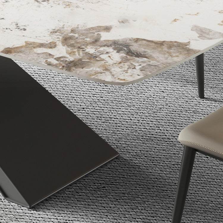 Modern Rectangle Sintered Stone Dining Set 1/2/4/5/6/7 Pieces Dining Table with Chairs Clearhalo 'Dining Room Sets' 'Dining Tables & Seating' 'dining_room_set' 'furn' 'furn_dining_room_set' 'Furniture' 'furniture_dining_room_set' 'Kitchen & Dining Furniture' 4791453