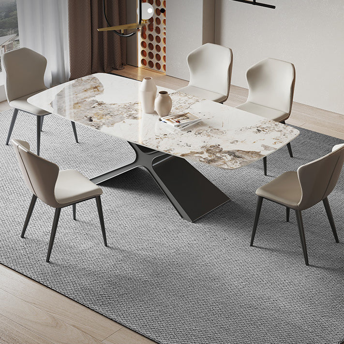 Modern Rectangle Sintered Stone Dining Set 1/2/4/5/6/7 Pieces Dining Table with Chairs Clearhalo 'Dining Room Sets' 'Dining Tables & Seating' 'dining_room_set' 'furn' 'furn_dining_room_set' 'Furniture' 'furniture_dining_room_set' 'Kitchen & Dining Furniture' 4791457