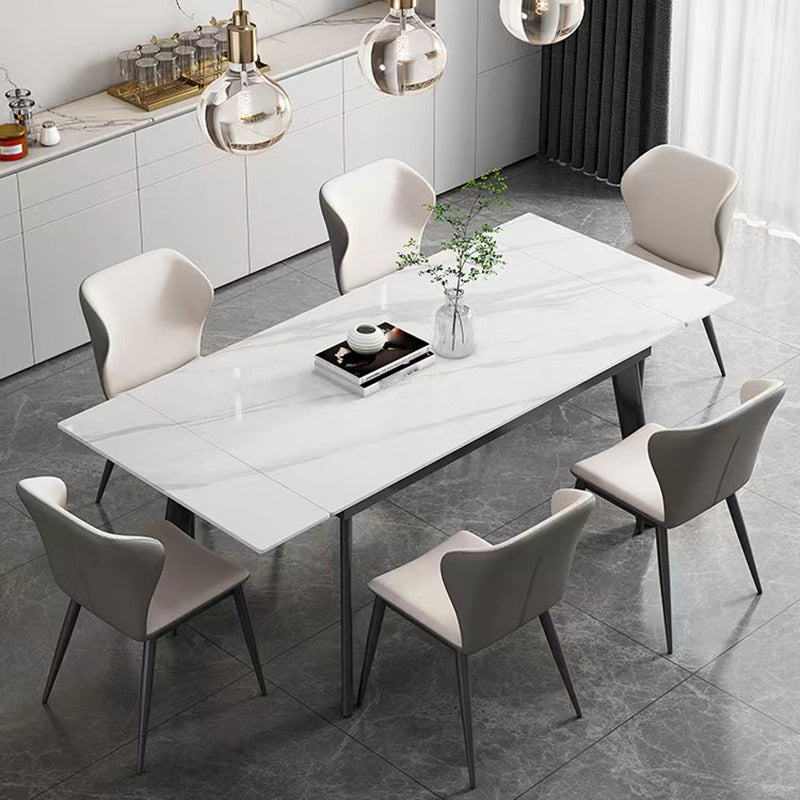Designer Style Sintered Stone Dining Set 1/2/5/7 Pieces Rectangle Dining Furniture 7 Pieces: Table, 6 Chairs Clearhalo 'Dining Room Sets' 'Dining Tables & Seating' 'dining_room_set' 'furn' 'furn_dining_room_set' 'Furniture' 'furniture_dining_room_set' 'Kitchen & Dining Furniture' 4791465