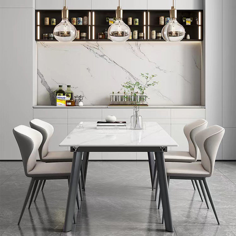 Designer Style Sintered Stone Dining Set 1/2/5/7 Pieces Rectangle Dining Furniture 5 Pieces: Table, 4 Chairs Clearhalo 'Dining Room Sets' 'Dining Tables & Seating' 'dining_room_set' 'furn' 'furn_dining_room_set' 'Furniture' 'furniture_dining_room_set' 'Kitchen & Dining Furniture' 4791467