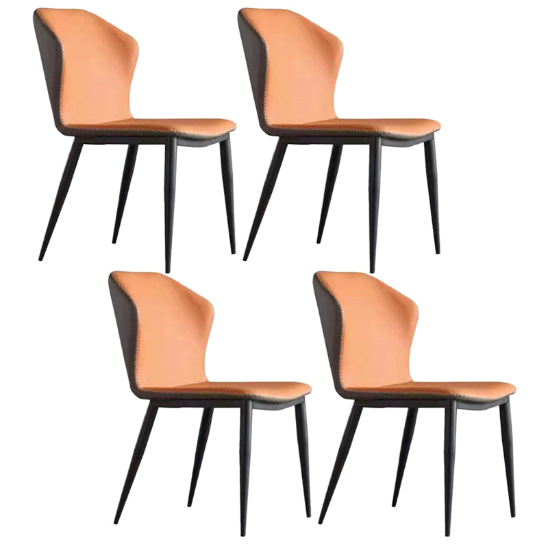 Nordic Glam Sintered Stone Dining Table Set 1/4/5/7 Pieces Dining Set for Home 4 Orange Chairs Clearhalo 'Dining Room Sets' 'Dining Tables & Seating' 'dining_room_set' 'furn' 'furn_dining_room_set' 'Furniture' 'furniture_dining_room_set' 'Kitchen & Dining Furniture' 4791480