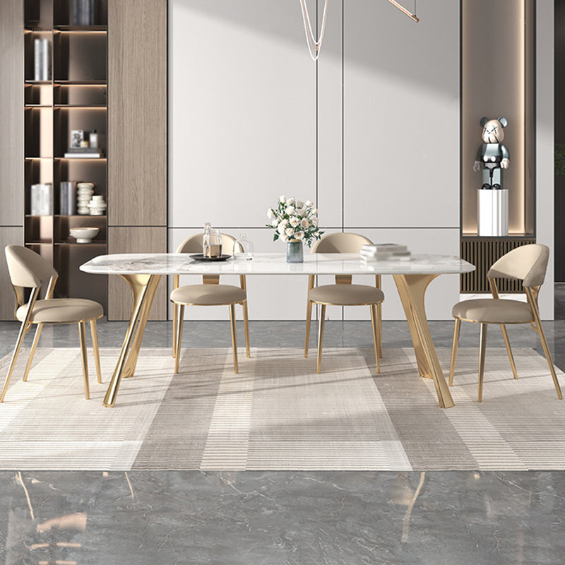 Nordic Glam Sintered Stone Dining Table Set 1/4/5/7 Pieces Dining Set for Home 5 Pieces: Table, 4 Chairs Clearhalo 'Dining Room Sets' 'Dining Tables & Seating' 'dining_room_set' 'furn' 'furn_dining_room_set' 'Furniture' 'furniture_dining_room_set' 'Kitchen & Dining Furniture' 4791481