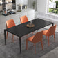 Modern Sintered Stone Dining Table Set 1/2/5/7 Pieces Dining Set for Home 5 Pieces: Black Table, 4 Orange Chairs Clearhalo 'Dining Room Sets' 'Dining Tables & Seating' 'dining_room_set' 'furn' 'furn_dining_room_set' 'Furniture' 'furniture_dining_room_set' 'Kitchen & Dining Furniture' 4791518