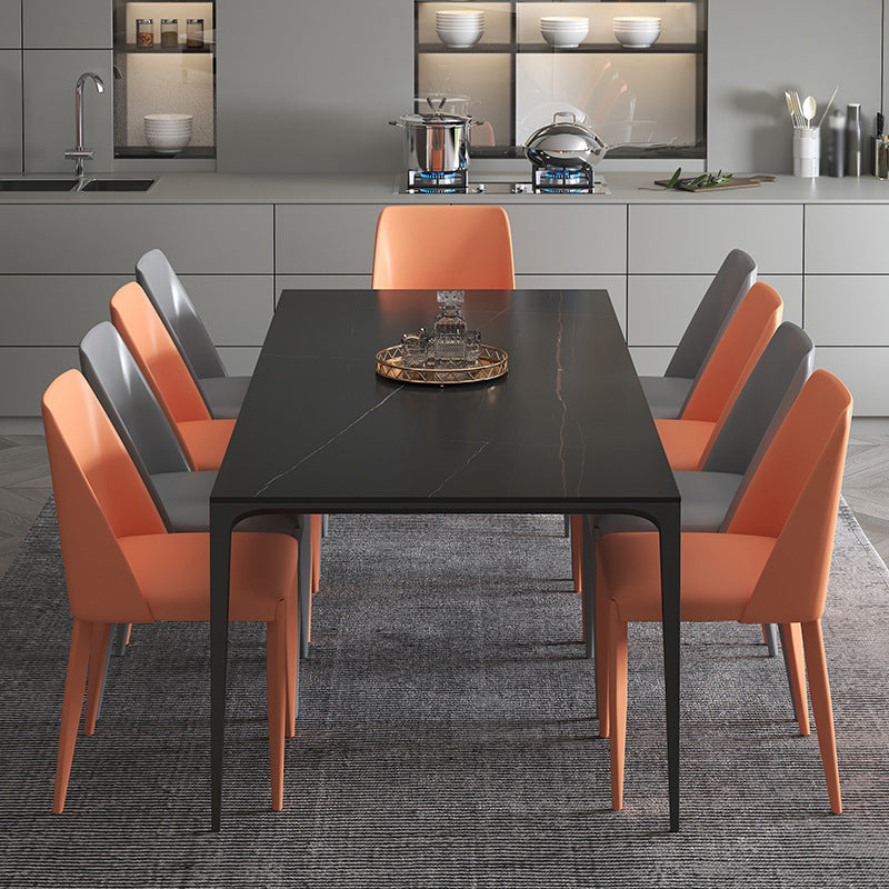Modern Sintered Stone Dining Table Set 1/2/5/7 Pieces Dining Set for Home 10 Pieces: Table, 9 Chairs Clearhalo 'Dining Room Sets' 'Dining Tables & Seating' 'dining_room_set' 'furn' 'furn_dining_room_set' 'Furniture' 'furniture_dining_room_set' 'Kitchen & Dining Furniture' 4791520