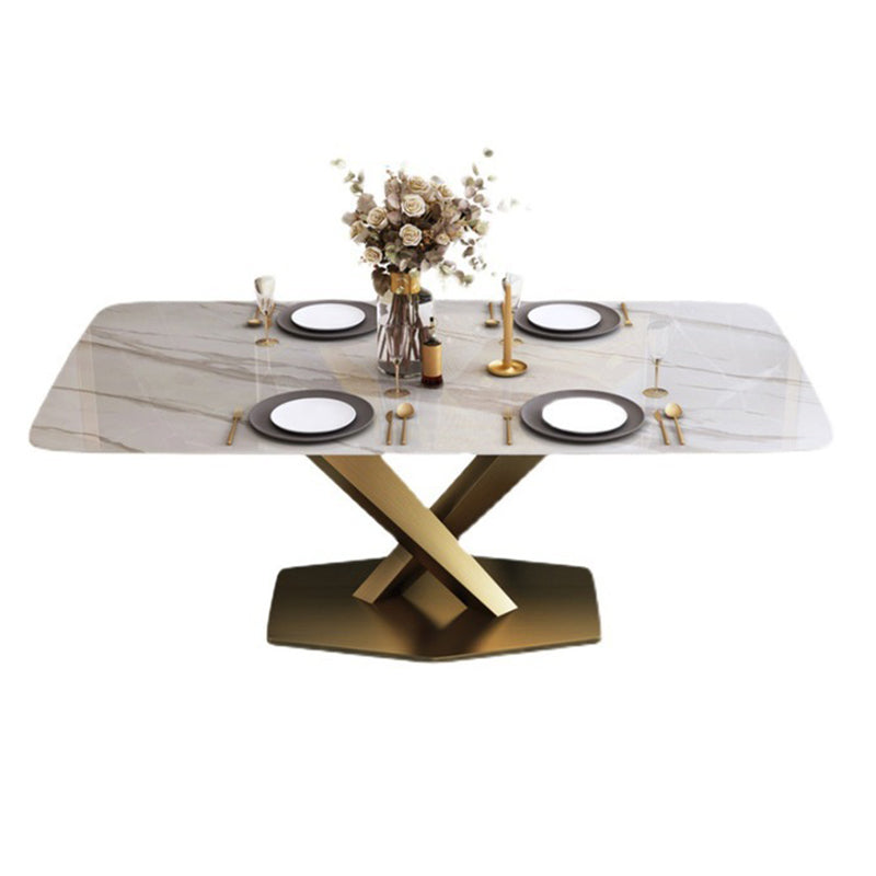 Glam Style Sintered Stone Dining Set 1/2/5/6/7 Pieces Dining Set for Dining Areas White 70.9"L x 35.4"W Clearhalo 'Dining Room Sets' 'Dining Tables & Seating' 'dining_room_set' 'furn' 'furn_dining_room_set' 'Furniture' 'furniture_dining_room_set' 'Kitchen & Dining Furniture' 4791541