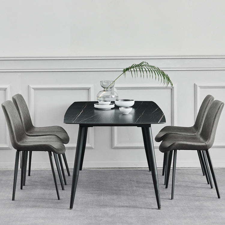 Modern Metal Dining Set 1/4/5 Pieces Rectangle Dining Table Set Clearhalo 'Dining Room Sets' 'Dining Tables & Seating' 'dining_room_set' 'furn' 'furn_dining_room_set' 'Furniture' 'furniture_dining_room_set' 'Kitchen & Dining Furniture' 4791598