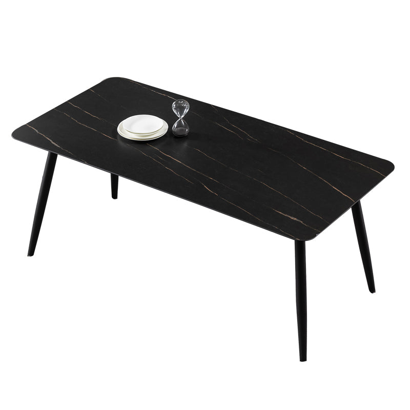 Modern Metal Dining Set 1/4/5 Pieces Rectangle Dining Table Set Black 63"L x 35.4"W Clearhalo 'Dining Room Sets' 'Dining Tables & Seating' 'dining_room_set' 'furn' 'furn_dining_room_set' 'Furniture' 'furniture_dining_room_set' 'Kitchen & Dining Furniture' 4791601