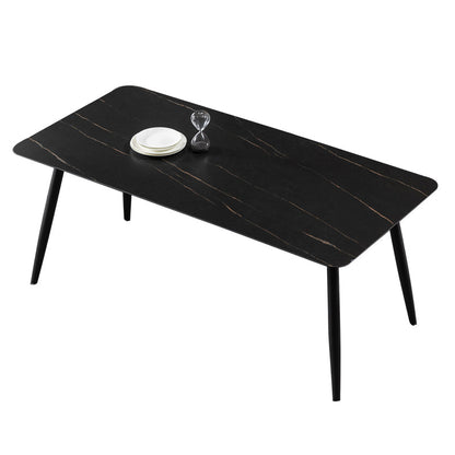 Modern Metal Dining Set 1/4/5 Pieces Rectangle Dining Table Set Black 63"L x 35.4"W Clearhalo 'Dining Room Sets' 'Dining Tables & Seating' 'dining_room_set' 'furn' 'furn_dining_room_set' 'Furniture' 'furniture_dining_room_set' 'Kitchen & Dining Furniture' 4791601