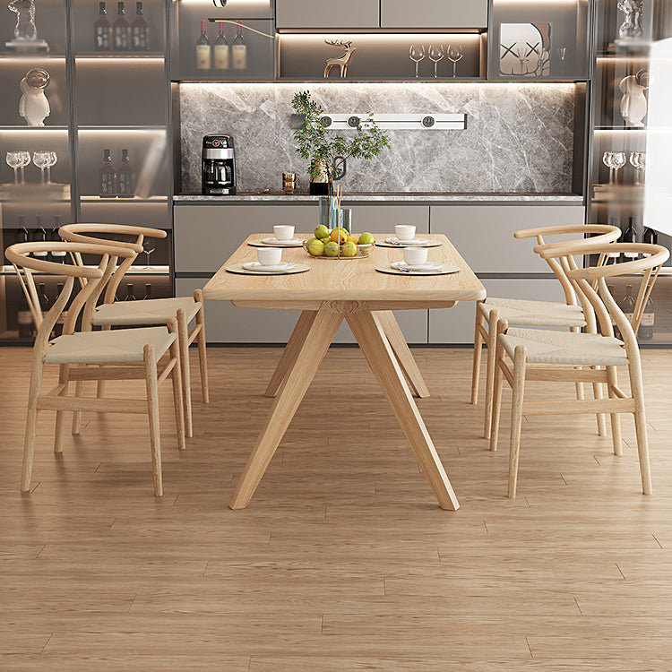 Modern Beige Dinette Set 1/2/4/5 Pieces Rectangle Ash Wood Dining Table Set 5 Pieces: Table, 4 Chairs Clearhalo 'Dining Room Sets' 'Dining Tables & Seating' 'dining_room_set' 'furn' 'furn_dining_room_set' 'Furniture' 'furniture_dining_room_set' 'Kitchen & Dining Furniture' 4791619