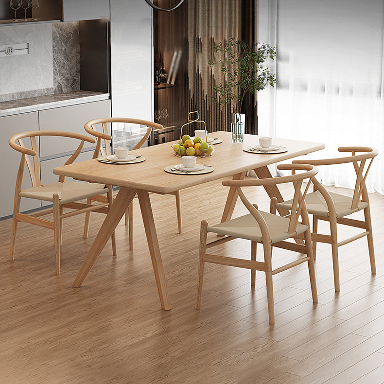 Modern Beige Dinette Set 1/2/4/5 Pieces Rectangle Ash Wood Dining Table Set Clearhalo 'Dining Room Sets' 'Dining Tables & Seating' 'dining_room_set' 'furn' 'furn_dining_room_set' 'Furniture' 'furniture_dining_room_set' 'Kitchen & Dining Furniture' 4791626
