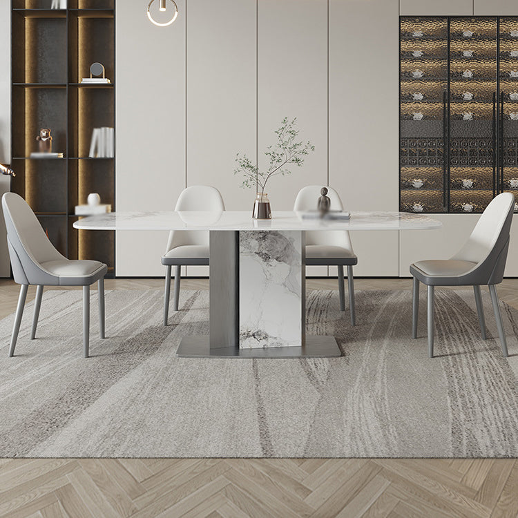 Designer Style Sintered Stone Top Dining Set E 1/2/3/5/7 Pieces Dining Table with Chairs 5 Pieces: Table, 4 Chairs Clearhalo 'Dining Room Sets' 'Dining Tables & Seating' 'dining_room_set' 'furn' 'furn_dining_room_set' 'Furniture' 'furniture_dining_room_set' 'Kitchen & Dining Furniture' 4791637