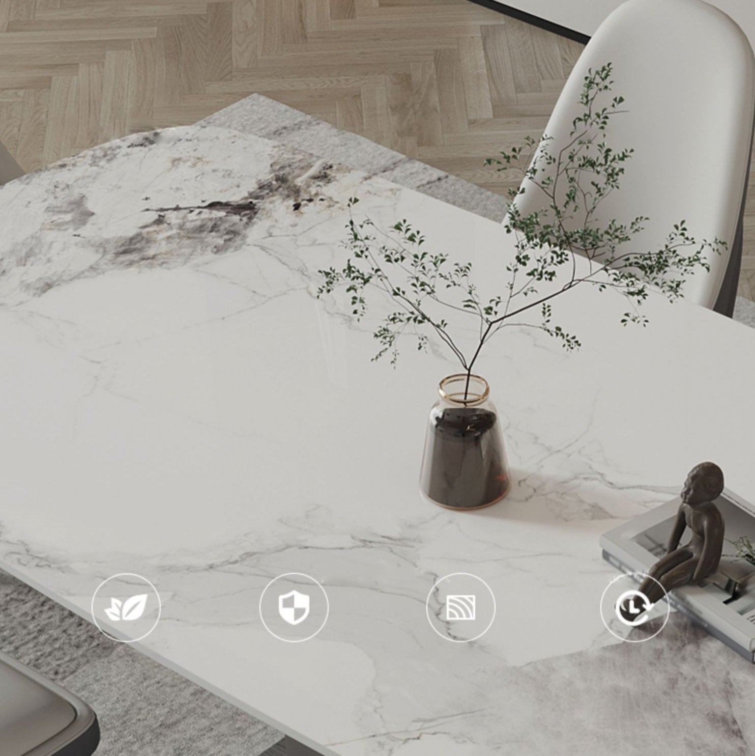 Designer Style Sintered Stone Top Dining Set E 1/2/3/5/7 Pieces Dining Table with Chairs Clearhalo 'Dining Room Sets' 'Dining Tables & Seating' 'dining_room_set' 'furn' 'furn_dining_room_set' 'Furniture' 'furniture_dining_room_set' 'Kitchen & Dining Furniture' 4791643