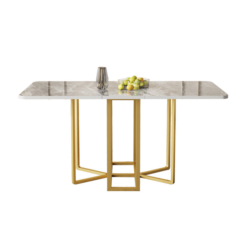 Modern Rectangle Dinette Set 1/2/5 Pieces Foldable Dining Table Set with Sintered Stone Gold 59.1"L x 31.5"W Clearhalo 'Dining Room Sets' 'Dining Tables & Seating' 'dining_room_set' 'furn' 'furn_dining_room_set' 'Furniture' 'furniture_dining_room_set' 'Kitchen & Dining Furniture' 4791659