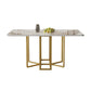 Modern Rectangle Dinette Set 1/2/5 Pieces Foldable Dining Table Set with Sintered Stone Gold 59"L x 31"W Clearhalo 'Dining Room Sets' 'Dining Tables & Seating' 'dining_room_set' 'furn' 'furn_dining_room_set' 'Furniture' 'furniture_dining_room_set' 'Kitchen & Dining Furniture' 4791663