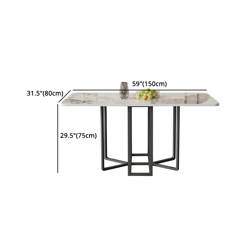 Modern Rectangle Dinette Set 1/2/5 Pieces Foldable Dining Table Set with Sintered Stone Clearhalo 'Dining Room Sets' 'Dining Tables & Seating' 'dining_room_set' 'furn' 'furn_dining_room_set' 'Furniture' 'furniture_dining_room_set' 'Kitchen & Dining Furniture' 4791669