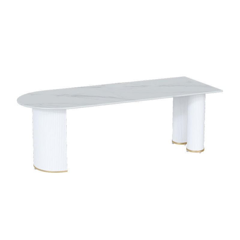 Sintered Stone Dining Table Traditional Luxury Dining Table for Kitchen White Without Chairs Clearhalo 'Dining Tables & Seating' 'Dining Tables' 'dining_table' 'furn' 'furn_dining_table' 'Furniture' 'furniture_dining_table' 'Kitchen & Dining Furniture' 'kitchen' 'kitchen_dining_table' 4791676