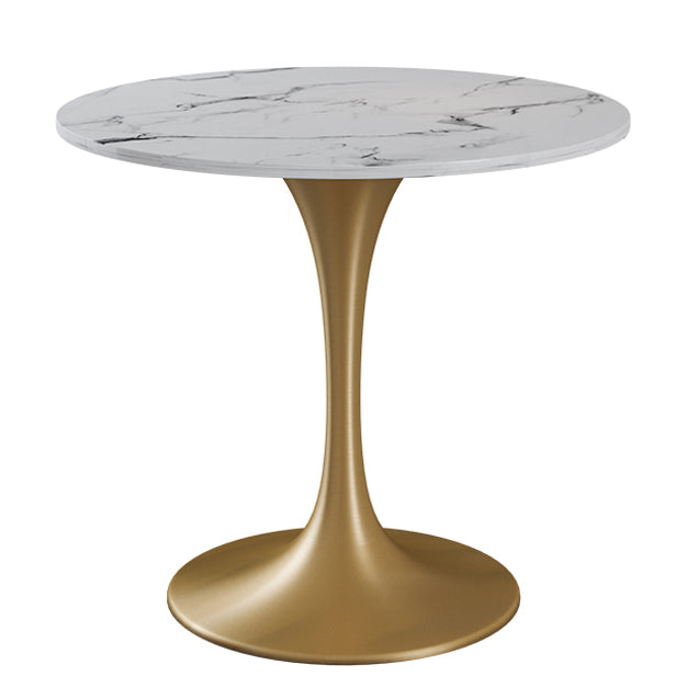 Round Sintered Stone Dining Table Traditional Luxury Dining Table with Tulip Base Clearhalo 'Dining Tables & Seating' 'Dining Tables' 'dining_table' 'furn' 'furn_dining_table' 'Furniture' 'furniture_dining_table' 'Kitchen & Dining Furniture' 'kitchen' 'kitchen_dining_table' 4791690