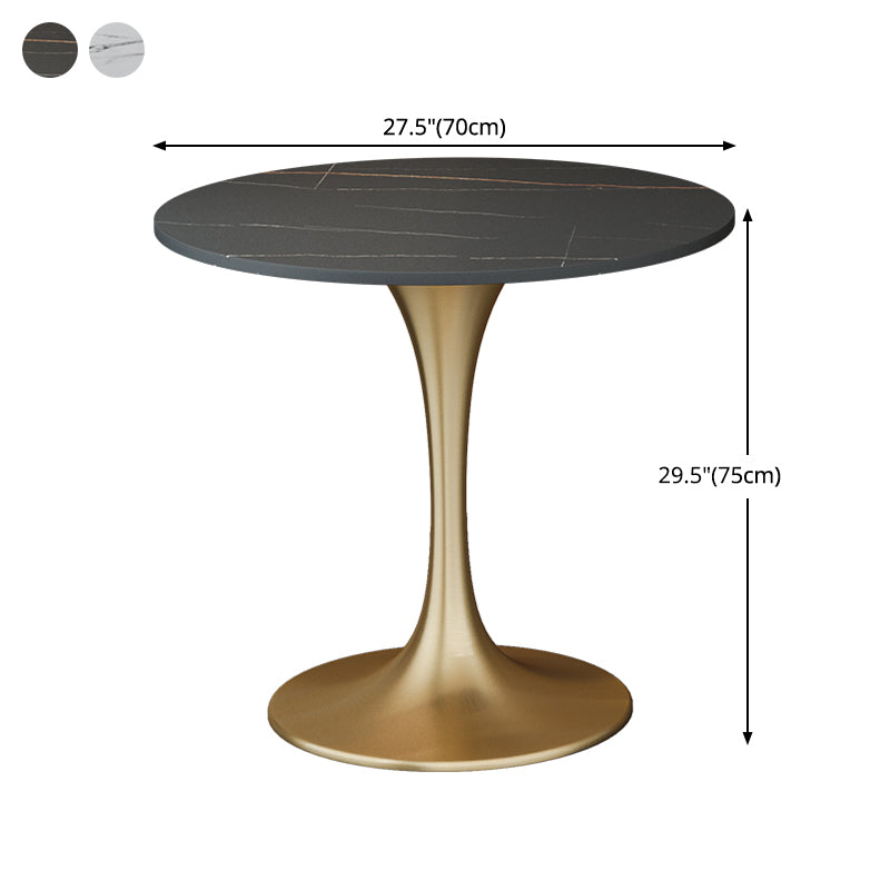 Round Sintered Stone Dining Table Traditional Luxury Dining Table with Tulip Base Clearhalo 'Dining Tables & Seating' 'Dining Tables' 'dining_table' 'furn' 'furn_dining_table' 'Furniture' 'furniture_dining_table' 'Kitchen & Dining Furniture' 'kitchen' 'kitchen_dining_table' 4791699