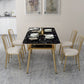 Traditional Luxury Dining Table Rectangle 4 Legs Dining Table with Gold Frame Black 51.2"L x 27.6"W x 29.5"H Without Chairs Clearhalo 'Dining Tables & Seating' 'Dining Tables' 'dining_table' 'furn' 'furn_dining_table' 'Furniture' 'furniture_dining_table' 'Kitchen & Dining Furniture' 'kitchen' 'kitchen_dining_table' 4791702