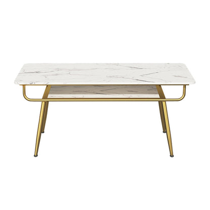 Traditional Luxury Dining Table Rectangle 4 Legs Dining Table with Gold Frame White Without Chairs Clearhalo 'Dining Tables & Seating' 'Dining Tables' 'dining_table' 'furn' 'furn_dining_table' 'Furniture' 'furniture_dining_table' 'Kitchen & Dining Furniture' 'kitchen' 'kitchen_dining_table' 4791705
