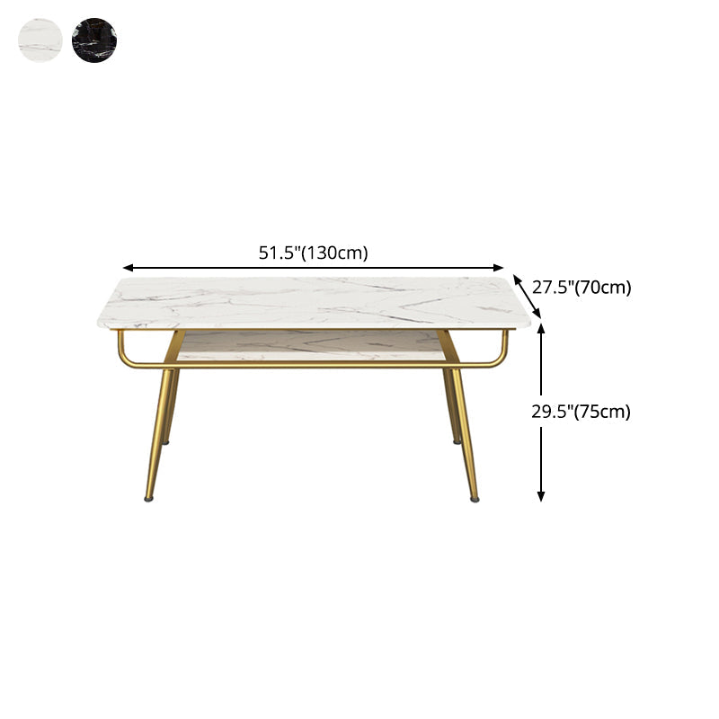 Traditional Luxury Dining Table Rectangle 4 Legs Dining Table with Gold Frame Clearhalo 'Dining Tables & Seating' 'Dining Tables' 'dining_table' 'furn' 'furn_dining_table' 'Furniture' 'furniture_dining_table' 'Kitchen & Dining Furniture' 'kitchen' 'kitchen_dining_table' 4791715