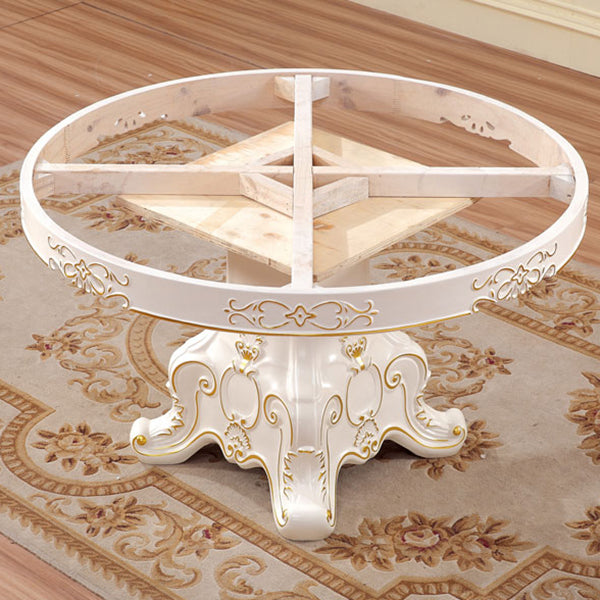 Solid Wood Victorian Round Dining Table Faux Marble Top Table with Wooden Pedestal Clearhalo 'Dining Tables & Seating' 'Dining Tables' 'dining_table' 'furn' 'furn_dining_table' 'Furniture' 'furniture_dining_table' 'Kitchen & Dining Furniture' 'kitchen' 'kitchen_dining_table' 4791724