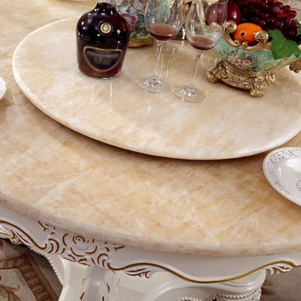Solid Wood Victorian Round Dining Table Faux Marble Top Table with Wooden Pedestal Clearhalo 'Dining Tables & Seating' 'Dining Tables' 'dining_table' 'furn' 'furn_dining_table' 'Furniture' 'furniture_dining_table' 'Kitchen & Dining Furniture' 'kitchen' 'kitchen_dining_table' 4791725