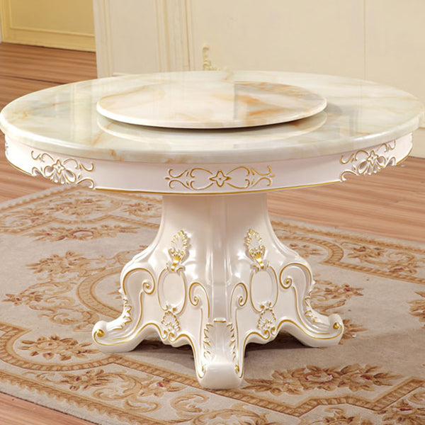 Solid Wood Victorian Round Dining Table Faux Marble Top Table with Wooden Pedestal Clearhalo 'Dining Tables & Seating' 'Dining Tables' 'dining_table' 'furn' 'furn_dining_table' 'Furniture' 'furniture_dining_table' 'Kitchen & Dining Furniture' 'kitchen' 'kitchen_dining_table' 4791727