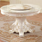 Solid Wood Victorian Round Dining Table Faux Marble Top Table with Wooden Pedestal White 47.2"L x 47.2"W x 29.9"H Without Chairs Clearhalo 'Dining Tables & Seating' 'Dining Tables' 'dining_table' 'furn' 'furn_dining_table' 'Furniture' 'furniture_dining_table' 'Kitchen & Dining Furniture' 'kitchen' 'kitchen_dining_table' 4791728
