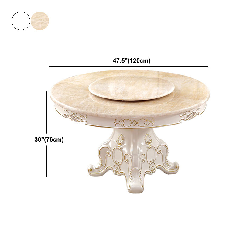 Solid Wood Victorian Round Dining Table Faux Marble Top Table with Wooden Pedestal Clearhalo 'Dining Tables & Seating' 'Dining Tables' 'dining_table' 'furn' 'furn_dining_table' 'Furniture' 'furniture_dining_table' 'Kitchen & Dining Furniture' 'kitchen' 'kitchen_dining_table' 4791729