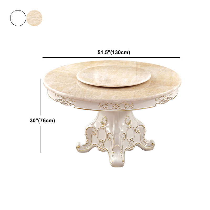 Solid Wood Victorian Round Dining Table Faux Marble Top Table with Wooden Pedestal Clearhalo 'Dining Tables & Seating' 'Dining Tables' 'dining_table' 'furn' 'furn_dining_table' 'Furniture' 'furniture_dining_table' 'Kitchen & Dining Furniture' 'kitchen' 'kitchen_dining_table' 4791730