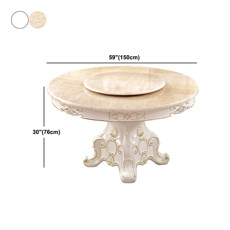 Solid Wood Victorian Round Dining Table Faux Marble Top Table with Wooden Pedestal Clearhalo 'Dining Tables & Seating' 'Dining Tables' 'dining_table' 'furn' 'furn_dining_table' 'Furniture' 'furniture_dining_table' 'Kitchen & Dining Furniture' 'kitchen' 'kitchen_dining_table' 4791731